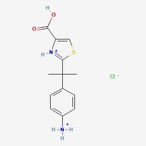 molecular formula C13H16ClN2O2S+ B566095 2-[(4-Aminophenyl)propan-2-yl]-4-thiazolecarboxylic Acid Hydrochloride CAS No. 1538680-70-4