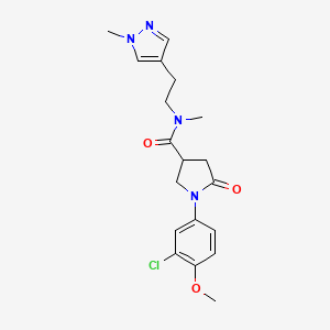 molecular formula C19H23ClN4O3 B5660967 1-(3-chloro-4-methoxyphenyl)-N-methyl-N-[2-(1-methyl-1H-pyrazol-4-yl)ethyl]-5-oxo-3-pyrrolidinecarboxamide 