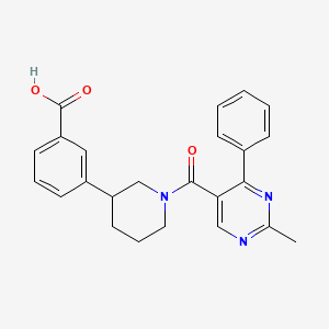 molecular formula C24H23N3O3 B5660979 3-{1-[(2-methyl-4-phenylpyrimidin-5-yl)carbonyl]piperidin-3-yl}benzoic acid 