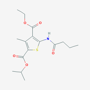 molecular formula C16H23NO5S B5660991 4-ethyl 2-isopropyl 5-(butyrylamino)-3-methyl-2,4-thiophenedicarboxylate 