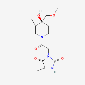 molecular formula C16H27N3O5 B5661040 3-{2-[(4S)-4-hydroxy-4-(methoxymethyl)-3,3-dimethyl-1-piperidinyl]-2-oxoethyl}-5,5-dimethyl-2,4-imidazolidinedione 