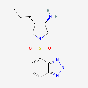 molecular formula C14H21N5O2S B5661072 (3R*,4S*)-1-[(2-methyl-2H-1,2,3-benzotriazol-4-yl)sulfonyl]-4-propylpyrrolidin-3-amine 