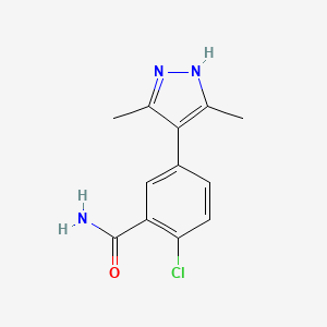 molecular formula C12H12ClN3O B5661123 2-chloro-5-(3,5-dimethyl-1H-pyrazol-4-yl)benzamide 