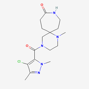 molecular formula C16H24ClN5O2 B5661179 4-[(4-chloro-1,3-dimethyl-1H-pyrazol-5-yl)carbonyl]-1-methyl-1,4,9-triazaspiro[5.6]dodecan-10-one 