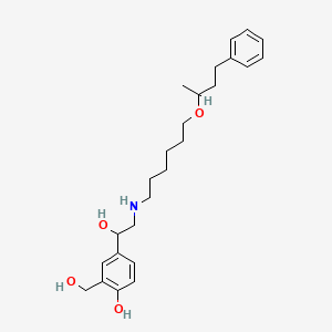 molecular formula C25H37NO4 B566121 4-(1-Hydroxy-2-((6-((4-phenylbutan-2-yl)oxy)hexyl)amino)ethyl)-2-(hydroxymethyl)phenol CAS No. 108928-81-0