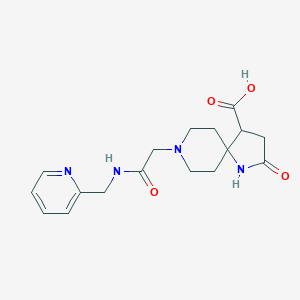 molecular formula C17H22N4O4 B5661236 2-oxo-8-{2-oxo-2-[(2-pyridinylmethyl)amino]ethyl}-1,8-diazaspiro[4.5]decane-4-carboxylic acid 