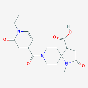 molecular formula C18H23N3O5 B5661245 8-[(1-ethyl-2-oxo-1,2-dihydropyridin-4-yl)carbonyl]-1-methyl-2-oxo-1,8-diazaspiro[4.5]decane-4-carboxylic acid 