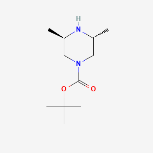 molecular formula C11H22N2O2 B566129 (3R,5R)-tert-Butyl 3,5-dimethylpiperazine-1-carboxylate CAS No. 438049-91-3
