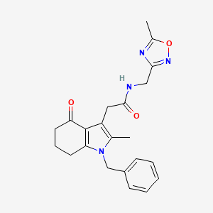 molecular formula C22H24N4O3 B5661292 2-(1-benzyl-2-methyl-4-oxo-4,5,6,7-tetrahydro-1H-indol-3-yl)-N-[(5-methyl-1,2,4-oxadiazol-3-yl)methyl]acetamide 