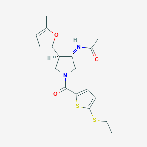 molecular formula C18H22N2O3S2 B5661306 N-[(3S*,4R*)-1-{[5-(ethylthio)-2-thienyl]carbonyl}-4-(5-methyl-2-furyl)pyrrolidin-3-yl]acetamide 
