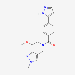 N-(2-methoxyethyl)-N-[(1-methyl-1H-pyrazol-4-yl)methyl]-4-(1H-pyrazol-3-yl)benzamide