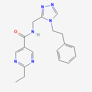 molecular formula C18H20N6O B5661315 2-ethyl-N-{[4-(2-phenylethyl)-4H-1,2,4-triazol-3-yl]methyl}-5-pyrimidinecarboxamide 