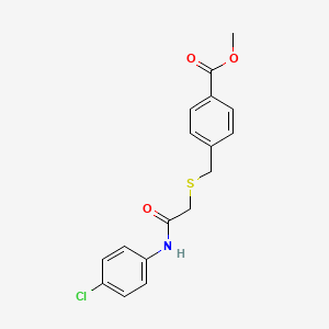molecular formula C17H16ClNO3S B5661333 methyl 4-[({2-[(4-chlorophenyl)amino]-2-oxoethyl}thio)methyl]benzoate 