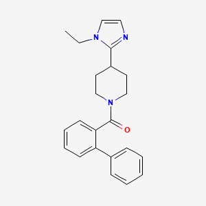 molecular formula C23H25N3O B5661340 1-(2-biphenylylcarbonyl)-4-(1-ethyl-1H-imidazol-2-yl)piperidine 