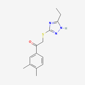 molecular formula C14H17N3OS B5661357 1-(3,4-dimethylphenyl)-2-[(5-ethyl-4H-1,2,4-triazol-3-yl)thio]ethanone 