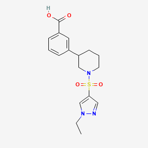 molecular formula C17H21N3O4S B5661371 3-{1-[(1-ethyl-1H-pyrazol-4-yl)sulfonyl]piperidin-3-yl}benzoic acid 