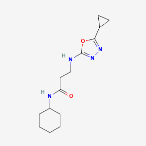 molecular formula C14H22N4O2 B5661404 N~1~-cyclohexyl-N~3~-(5-cyclopropyl-1,3,4-oxadiazol-2-yl)-beta-alaninamide 