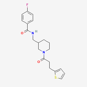molecular formula C20H23FN2O2S B5661412 4-fluoro-N-({1-[3-(2-thienyl)propanoyl]piperidin-3-yl}methyl)benzamide 