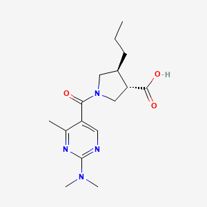 molecular formula C16H24N4O3 B5661438 (3S*,4S*)-1-{[2-(dimethylamino)-4-methyl-5-pyrimidinyl]carbonyl}-4-propyl-3-pyrrolidinecarboxylic acid 
