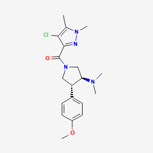 molecular formula C19H25ClN4O2 B5661587 (3S*,4R*)-1-[(4-chloro-1,5-dimethyl-1H-pyrazol-3-yl)carbonyl]-4-(4-methoxyphenyl)-N,N-dimethylpyrrolidin-3-amine 