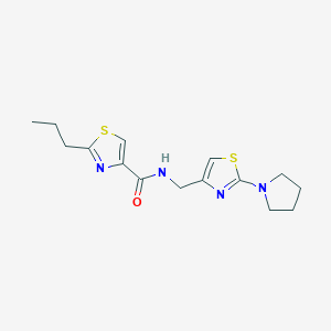 molecular formula C15H20N4OS2 B5661654 2-propyl-N-{[2-(1-pyrrolidinyl)-1,3-thiazol-4-yl]methyl}-1,3-thiazole-4-carboxamide 