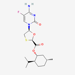 molecular formula C18H26FN3O4S B566166 (2R,5S)-(1R,2S,5R)-2-Isopropyl-5-methylcyclohexyl 5-(4-amino-5-fluoro-2-oxopyrimidin-1(2H)-yl)-1,3-oxathiolane-2-carboxylate CAS No. 764659-72-5