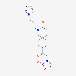 molecular formula C20H29N5O4 B5661665 2-[3-(1H-imidazol-1-yl)propyl]-9-[(2-oxo-1,3-oxazolidin-3-yl)acetyl]-2,9-diazaspiro[5.5]undecan-3-one 