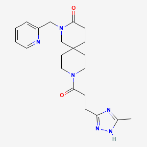 molecular formula C21H28N6O2 B5661735 9-[3-(5-methyl-1H-1,2,4-triazol-3-yl)propanoyl]-2-(pyridin-2-ylmethyl)-2,9-diazaspiro[5.5]undecan-3-one 