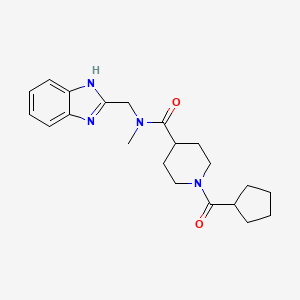molecular formula C21H28N4O2 B5661815 N-(1H-benzimidazol-2-ylmethyl)-1-(cyclopentylcarbonyl)-N-methyl-4-piperidinecarboxamide 