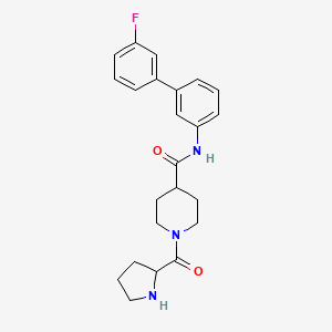 molecular formula C23H26FN3O2 B5661818 N-(3'-fluoro-3-biphenylyl)-1-prolyl-4-piperidinecarboxamide hydrochloride 