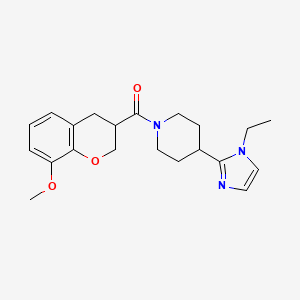 molecular formula C21H27N3O3 B5661854 4-(1-ethyl-1H-imidazol-2-yl)-1-[(8-methoxy-3,4-dihydro-2H-chromen-3-yl)carbonyl]piperidine 
