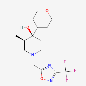 molecular formula C15H22F3N3O3 B5661884 (3R*,4R*)-3-methyl-4-(tetrahydro-2H-pyran-4-yl)-1-{[3-(trifluoromethyl)-1,2,4-oxadiazol-5-yl]methyl}-4-piperidinol 