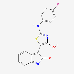 molecular formula C17H10FN3O2S B5661896 3-[2-[(4-fluorophenyl)amino]-4-oxo-1,3-thiazol-5(4H)-ylidene]-1,3-dihydro-2H-indol-2-one 
