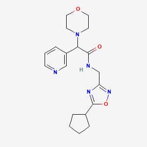 molecular formula C19H25N5O3 B5661908 N-[(5-cyclopentyl-1,2,4-oxadiazol-3-yl)methyl]-2-(4-morpholinyl)-2-(3-pyridinyl)acetamide 
