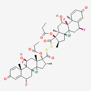 molecular formula C48H58F4O10S2 B566192 Desfluoromethyl Fluticasone Propionate Disulfide CAS No. 201812-64-8
