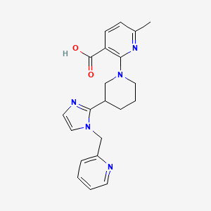 molecular formula C21H23N5O2 B5661929 6-methyl-2-{3-[1-(pyridin-2-ylmethyl)-1H-imidazol-2-yl]piperidin-1-yl}nicotinic acid 