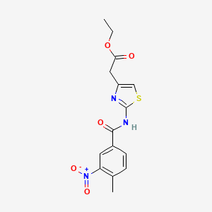 molecular formula C15H15N3O5S B5661952 ethyl {2-[(4-methyl-3-nitrobenzoyl)amino]-1,3-thiazol-4-yl}acetate 