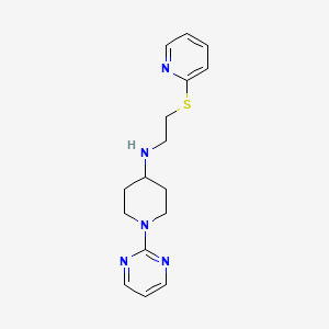 molecular formula C16H21N5S B5661990 N-[2-(pyridin-2-ylthio)ethyl]-1-pyrimidin-2-ylpiperidin-4-amine 