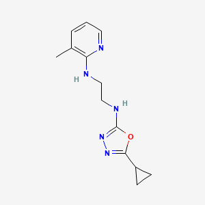 molecular formula C13H17N5O B5662040 (5-cyclopropyl-1,3,4-oxadiazol-2-yl){2-[(3-methylpyridin-2-yl)amino]ethyl}amine 