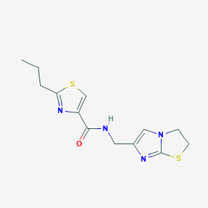 molecular formula C13H16N4OS2 B5662069 N-(2,3-dihydroimidazo[2,1-b][1,3]thiazol-6-ylmethyl)-2-propyl-1,3-thiazole-4-carboxamide 