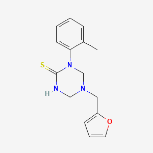 molecular formula C15H17N3OS B5662075 5-(2-furylmethyl)-1-(2-methylphenyl)-1,3,5-triazinane-2-thione 