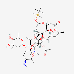 molecular formula C51H90N2O15Si B566208 4,17-Dioxabicyclo[12.3.2]nonadecane-18-O-tert-butyldimethylsilyl Spiramycin I 2A-Acetate CAS No. 93512-87-9