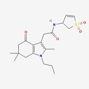molecular formula C20H28N2O4S B5662126 N-(1,1-dioxido-2,3-dihydro-3-thienyl)-2-(2,6,6-trimethyl-4-oxo-1-propyl-4,5,6,7-tetrahydro-1H-indol-3-yl)acetamide 