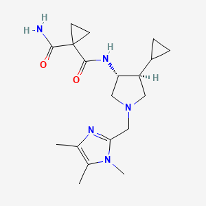 molecular formula C19H29N5O2 B5662131 N~1~-{rel-(3R,4S)-4-cyclopropyl-1-[(1,4,5-trimethyl-1H-imidazol-2-yl)methyl]-3-pyrrolidinyl}-1,1-cyclopropanedicarboxamide dihydrochloride 