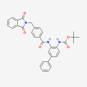 molecular formula C33H29N3O5 B566215 叔丁基（3-(4-((1,3-二氧代吲哚啉-2-基)甲基)苯甲酰氨基)-[1,1'-联苯]-4-基)氨基甲酸酯 CAS No. 1003316-11-7