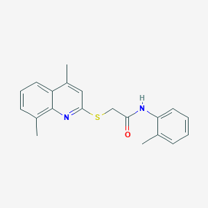 molecular formula C20H20N2OS B5662151 2-[(4,8-dimethyl-2-quinolinyl)thio]-N-(2-methylphenyl)acetamide 