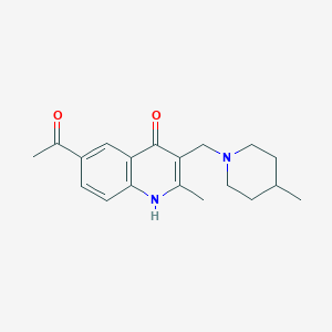 molecular formula C19H24N2O2 B5662226 1-{4-hydroxy-2-methyl-3-[(4-methyl-1-piperidinyl)methyl]-6-quinolinyl}ethanone 