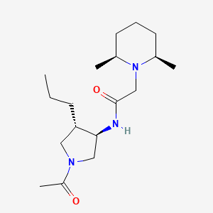 molecular formula C18H33N3O2 B5662285 N-[(3R*,4S*)-1-acetyl-4-propyl-3-pyrrolidinyl]-2-[(2R*,6S*)-2,6-dimethyl-1-piperidinyl]acetamide 
