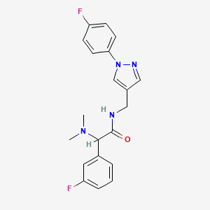 molecular formula C20H20F2N4O B5662305 2-(dimethylamino)-2-(3-fluorophenyl)-N-{[1-(4-fluorophenyl)-1H-pyrazol-4-yl]methyl}acetamide 