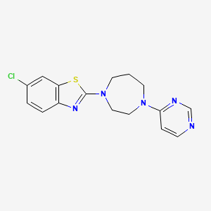 molecular formula C16H16ClN5S B5662327 6-chloro-2-(4-pyrimidin-4-yl-1,4-diazepan-1-yl)-1,3-benzothiazole 